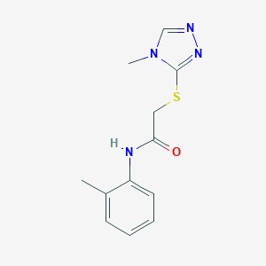 molecular formula C12H14N4OS B498331 N-(2-methylphenyl)-2-[(4-methyl-4H-1,2,4-triazol-3-yl)sulfanyl]acetamide 