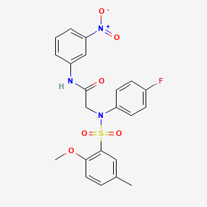 molecular formula C22H20FN3O6S B4983313 N~2~-(4-fluorophenyl)-N~2~-[(2-methoxy-5-methylphenyl)sulfonyl]-N~1~-(3-nitrophenyl)glycinamide 