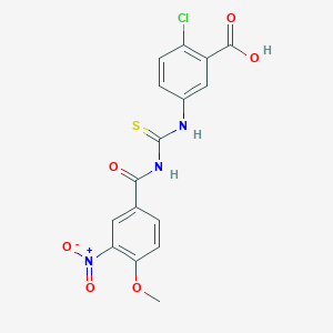 molecular formula C16H12ClN3O6S B4983334 2-chloro-5-({[(4-methoxy-3-nitrobenzoyl)amino]carbonothioyl}amino)benzoic acid 