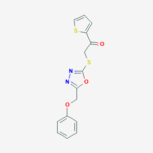 molecular formula C15H12N2O3S2 B498334 2-{[5-(Phenoxymethyl)-1,3,4-oxadiazol-2-yl]sulfanyl}-1-(2-thienyl)ethanone 