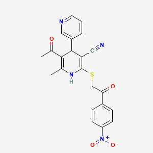 molecular formula C22H18N4O4S B4983341 5'-acetyl-6'-methyl-2'-{[2-(4-nitrophenyl)-2-oxoethyl]thio}-1',4'-dihydro-3,4'-bipyridine-3'-carbonitrile 