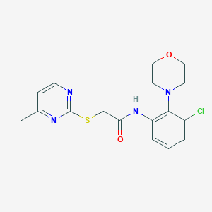 molecular formula C18H21ClN4O2S B498335 N-[3-chloro-2-(4-morpholinyl)phenyl]-2-[(4,6-dimethyl-2-pyrimidinyl)sulfanyl]acetamide 