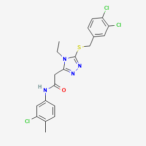 molecular formula C20H19Cl3N4OS B4983350 N-(3-chloro-4-methylphenyl)-2-{5-[(3,4-dichlorobenzyl)thio]-4-ethyl-4H-1,2,4-triazol-3-yl}acetamide 