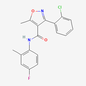 molecular formula C18H14ClFN2O2 B4983352 3-(2-chlorophenyl)-N-(4-fluoro-2-methylphenyl)-5-methyl-4-isoxazolecarboxamide 