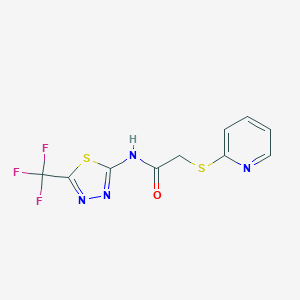 molecular formula C10H7F3N4OS2 B498337 2-(2-pyridinylsulfanyl)-N-[5-(trifluoromethyl)-1,3,4-thiadiazol-2-yl]acetamide 