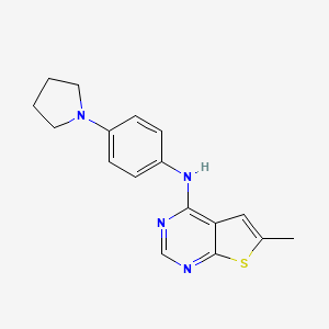 molecular formula C17H18N4S B4983371 6-methyl-N-[4-(1-pyrrolidinyl)phenyl]thieno[2,3-d]pyrimidin-4-amine 