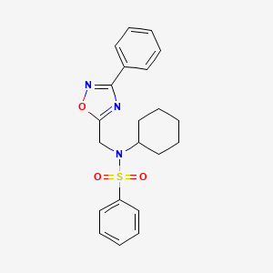 molecular formula C21H23N3O3S B4983389 N-cyclohexyl-N-[(3-phenyl-1,2,4-oxadiazol-5-yl)methyl]benzenesulfonamide 