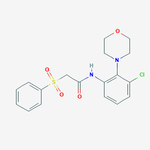 molecular formula C18H19ClN2O4S B498340 N-[3-chloro-2-(4-morpholinyl)phenyl]-2-(phenylsulfonyl)acetamide 