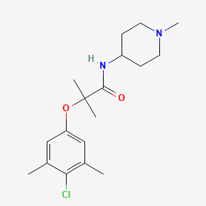 molecular formula C18H27ClN2O2 B4983425 2-(4-chloro-3,5-dimethylphenoxy)-2-methyl-N-(1-methyl-4-piperidinyl)propanamide 
