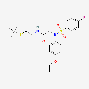 molecular formula C22H29FN2O4S2 B4983453 N~1~-[2-(tert-butylthio)ethyl]-N~2~-(4-ethoxyphenyl)-N~2~-[(4-fluorophenyl)sulfonyl]glycinamide 