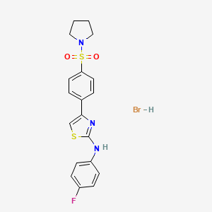 molecular formula C19H19BrFN3O2S2 B4983488 N-(4-fluorophenyl)-4-[4-(1-pyrrolidinylsulfonyl)phenyl]-1,3-thiazol-2-amine hydrobromide 