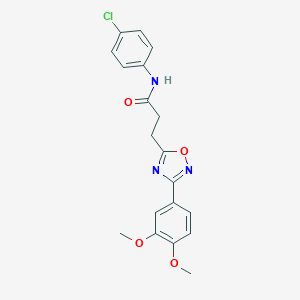 molecular formula C19H18ClN3O4 B498350 N-(4-chlorophenyl)-3-[3-(3,4-dimethoxyphenyl)-1,2,4-oxadiazol-5-yl]propanamide CAS No. 876713-77-8