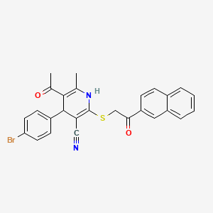 5-acetyl-4-(4-bromophenyl)-6-methyl-2-{[2-(2-naphthyl)-2-oxoethyl]thio}-1,4-dihydro-3-pyridinecarbonitrile