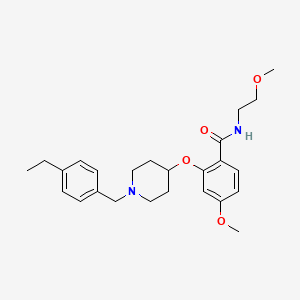 molecular formula C25H34N2O4 B4983527 2-{[1-(4-ethylbenzyl)-4-piperidinyl]oxy}-4-methoxy-N-(2-methoxyethyl)benzamide 