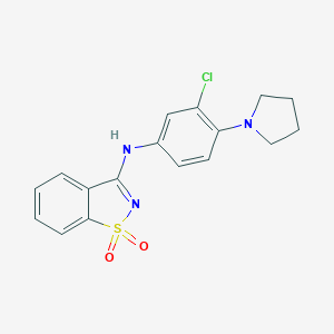 molecular formula C17H16ClN3O2S B498353 N-(3-chloro-4-pyrrolidin-1-ylphenyl)-1,2-benzisothiazol-3-amine 1,1-dioxide 