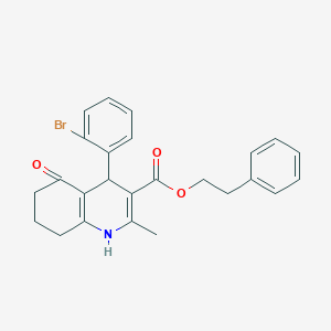 molecular formula C25H24BrNO3 B4983549 2-phenylethyl 4-(2-bromophenyl)-2-methyl-5-oxo-1,4,5,6,7,8-hexahydro-3-quinolinecarboxylate 