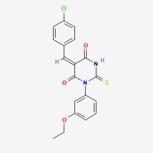 molecular formula C19H15ClN2O3S B4983560 5-(4-chlorobenzylidene)-1-(3-ethoxyphenyl)-2-thioxodihydro-4,6(1H,5H)-pyrimidinedione 