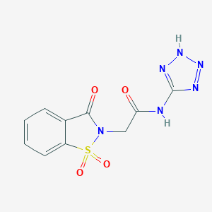 molecular formula C10H8N6O4S B498361 2-(1,1-dioxido-3-oxo-1,2-benzisothiazol-2(3H)-yl)-N-(1H-tetraazol-5-yl)acetamide 