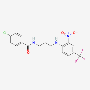 molecular formula C17H15ClF3N3O3 B4983623 4-chloro-N-(3-{[2-nitro-4-(trifluoromethyl)phenyl]amino}propyl)benzamide 