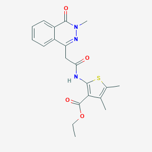 molecular formula C20H21N3O4S B498364 Ethyl 4,5-dimethyl-2-{[(3-methyl-4-oxo-3,4-dihydrophthalazin-1-yl)acetyl]amino}thiophene-3-carboxylate 