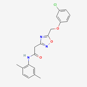 molecular formula C19H18ClN3O3 B4983716 2-{5-[(3-chlorophenoxy)methyl]-1,2,4-oxadiazol-3-yl}-N-(2,5-dimethylphenyl)acetamide 