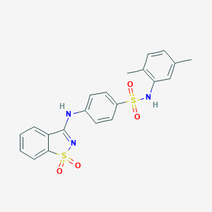 molecular formula C21H19N3O4S2 B498372 N-(2,5-dimethylphenyl)-4-[(1,1-dioxido-1,2-benzisothiazol-3-yl)amino]benzenesulfonamide 