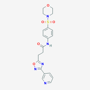 molecular formula C20H21N5O5S B498373 N~1~-[4-(morpholinosulfonyl)phenyl]-3-[3-(3-pyridyl)-1,2,4-oxadiazol-5-yl]propanamide 