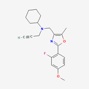molecular formula C21H25FN2O2 B4983770 N-{[2-(2-fluoro-4-methoxyphenyl)-5-methyl-1,3-oxazol-4-yl]methyl}-N-2-propyn-1-ylcyclohexanamine 