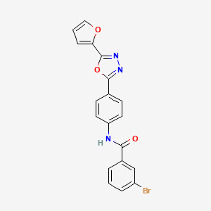 molecular formula C19H12BrN3O3 B4983806 3-bromo-N-{4-[5-(2-furyl)-1,3,4-oxadiazol-2-yl]phenyl}benzamide 