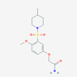molecular formula C15H22N2O5S B4983809 2-{4-methoxy-3-[(4-methyl-1-piperidinyl)sulfonyl]phenoxy}acetamide 