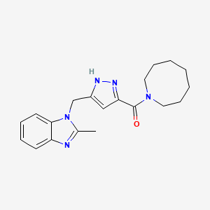 molecular formula C20H25N5O B4983813 1-{[3-(1-azocanylcarbonyl)-1H-pyrazol-5-yl]methyl}-2-methyl-1H-benzimidazole 
