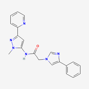molecular formula C20H18N6O B4983818 N-[1-methyl-3-(2-pyridinyl)-1H-pyrazol-5-yl]-2-(4-phenyl-1H-imidazol-1-yl)acetamide 