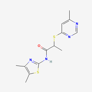 molecular formula C13H16N4OS2 B4983823 N-(4,5-dimethyl-1,3-thiazol-2-yl)-2-[(6-methyl-4-pyrimidinyl)thio]propanamide 