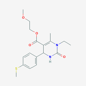 molecular formula C18H24N2O4S B4983828 2-methoxyethyl 1-ethyl-6-methyl-4-[4-(methylthio)phenyl]-2-oxo-1,2,3,4-tetrahydro-5-pyrimidinecarboxylate 