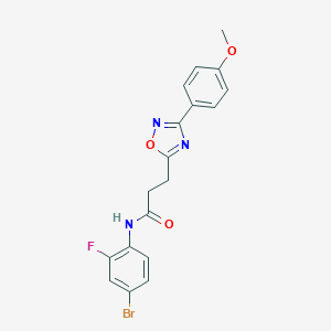 molecular formula C18H15BrFN3O3 B498385 N-(4-bromo-2-fluorophenyl)-3-[3-(4-methoxyphenyl)-1,2,4-oxadiazol-5-yl]propanamide 