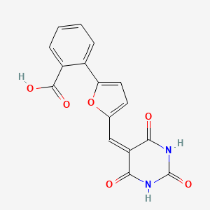molecular formula C16H10N2O6 B4983875 2-{5-[(2,4,6-trioxotetrahydro-5(2H)-pyrimidinylidene)methyl]-2-furyl}benzoic acid 