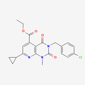 molecular formula C21H20ClN3O4 B4983893 ethyl 3-(4-chlorobenzyl)-7-cyclopropyl-1-methyl-2,4-dioxo-1,2,3,4-tetrahydropyrido[2,3-d]pyrimidine-5-carboxylate 