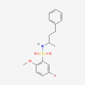 molecular formula C17H20FNO3S B4983894 5-fluoro-2-methoxy-N-(1-methyl-3-phenylpropyl)benzenesulfonamide 