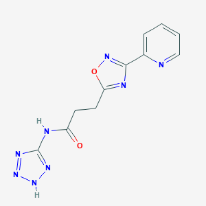 molecular formula C11H10N8O2 B498390 3-[3-(2-pyridinyl)-1,2,4-oxadiazol-5-yl]-N-(1H-tetraazol-5-yl)propanamide 