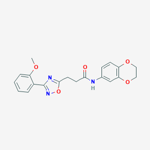 molecular formula C20H19N3O5 B498391 N-(2,3-dihydro-1,4-benzodioxin-6-yl)-3-[3-(2-methoxyphenyl)-1,2,4-oxadiazol-5-yl]propanamide 