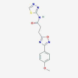 molecular formula C14H13N5O3S B498393 3-[3-(4-methoxyphenyl)-1,2,4-oxadiazol-5-yl]-N-(1,3,4-thiadiazol-2-yl)propanamide 