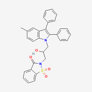 molecular formula C31H26N2O4S B4983935 2-[2-hydroxy-3-(5-methyl-2,3-diphenyl-1H-indol-1-yl)propyl]-1,2-benzisothiazol-3(2H)-one 1,1-dioxide 