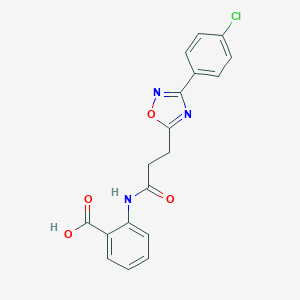 molecular formula C18H14ClN3O4 B498395 2-({3-[3-(4-Chlorophenyl)-1,2,4-oxadiazol-5-yl]propanoyl}amino)benzoic acid 