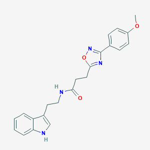 molecular formula C22H22N4O3 B498396 N-[2-(1H-indol-3-yl)ethyl]-3-[3-(4-methoxyphenyl)-1,2,4-oxadiazol-5-yl]propanamide 