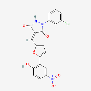 molecular formula C20H12ClN3O6 B4983970 1-(3-chlorophenyl)-4-{[5-(2-hydroxy-5-nitrophenyl)-2-furyl]methylene}-3,5-pyrazolidinedione 