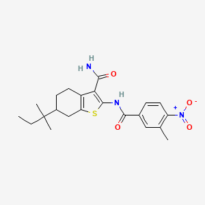 molecular formula C22H27N3O4S B4983979 6-(1,1-dimethylpropyl)-2-[(3-methyl-4-nitrobenzoyl)amino]-4,5,6,7-tetrahydro-1-benzothiophene-3-carboxamide 