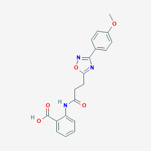 molecular formula C19H17N3O5 B498400 2-({3-[3-(4-Methoxyphenyl)-1,2,4-oxadiazol-5-yl]propanoyl}amino)benzoic acid CAS No. 845889-89-6