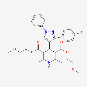 molecular formula C30H32FN3O6 B4984008 bis(2-methoxyethyl) 4-[3-(4-fluorophenyl)-1-phenyl-1H-pyrazol-4-yl]-2,6-dimethyl-1,4-dihydro-3,5-pyridinedicarboxylate 