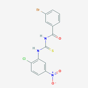 molecular formula C14H9BrClN3O3S B4984010 3-bromo-N-{[(2-chloro-5-nitrophenyl)amino]carbonothioyl}benzamide 