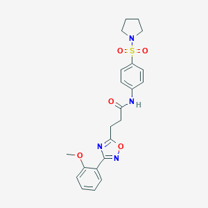 molecular formula C22H24N4O5S B498403 3-[3-(2-methoxyphenyl)-1,2,4-oxadiazol-5-yl]-N-[4-(1-pyrrolidinylsulfonyl)phenyl]propanamide 